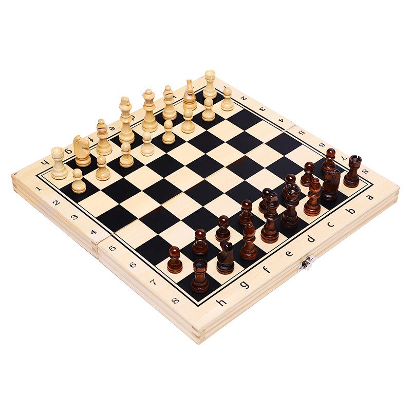 Top Wooden Folding Magnetic Chess Set Solid Wood Chessboard Magnetic Pieces Entertainment Board Games Children: 39cm