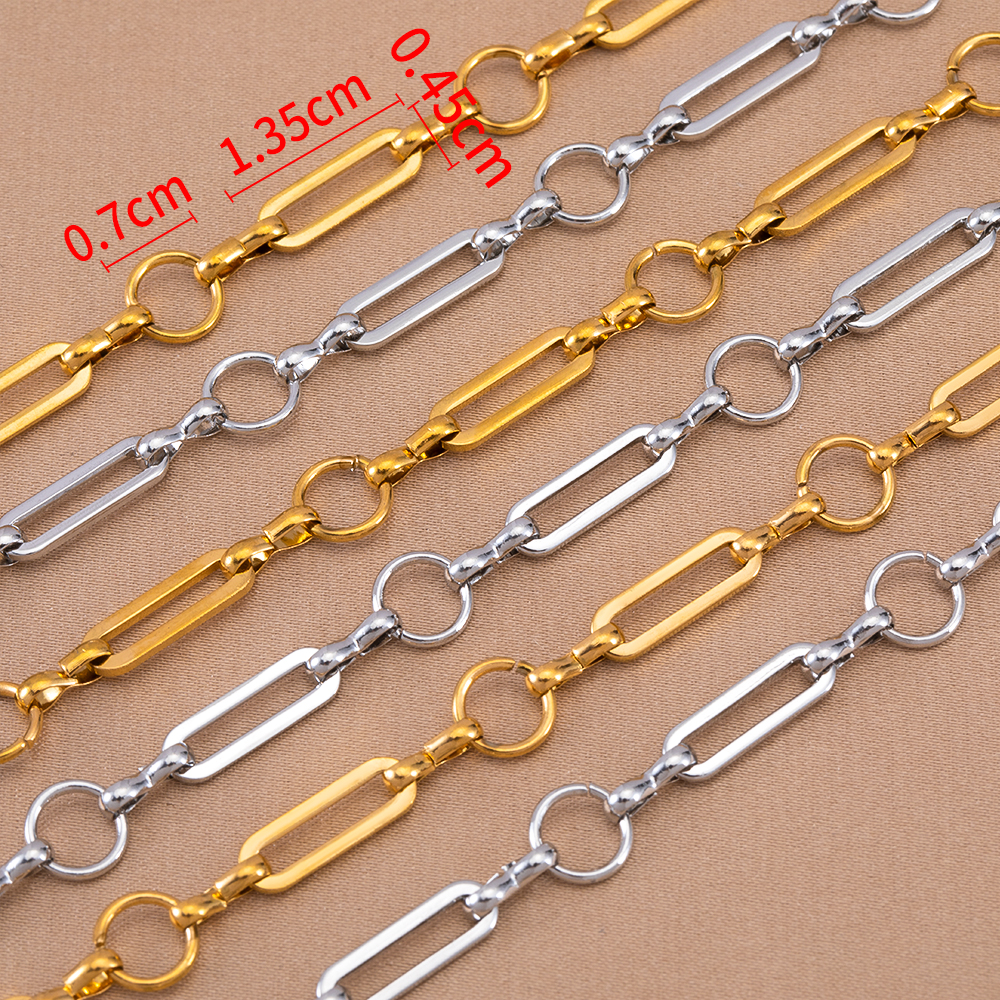 Cadena chapada en oro de acero inoxidable de 1 metro, Cable de barra larga, cadena circular redonda para DIY, collar, pulsera, accesorios para hacer joyas