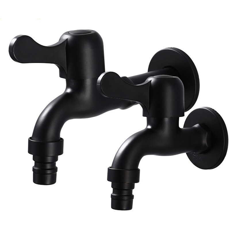 Badkamer Zwart Single Koude Kraan Muur Enkele Tik Koud Water Kraan Tuin Black Tap,4 Punten Kraan Kraan-Korte Een