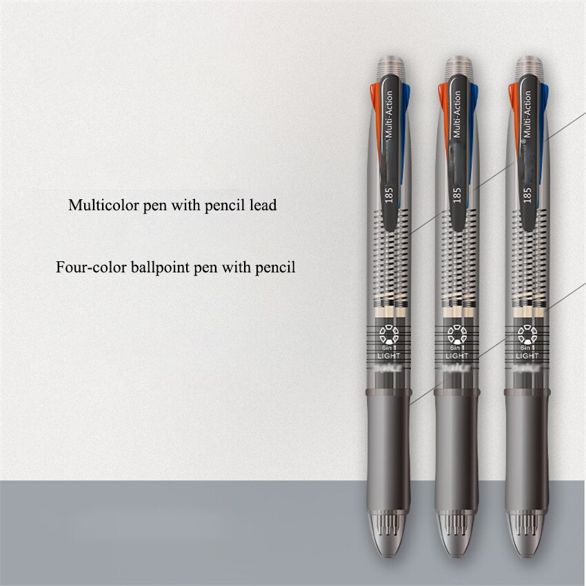 4 Colors 0.7mm Ballpoint Pens+0.5mm Mechanical Pencils Multicolor Ballpoint Pen Automatic Pencil For Student Stationery Supplies