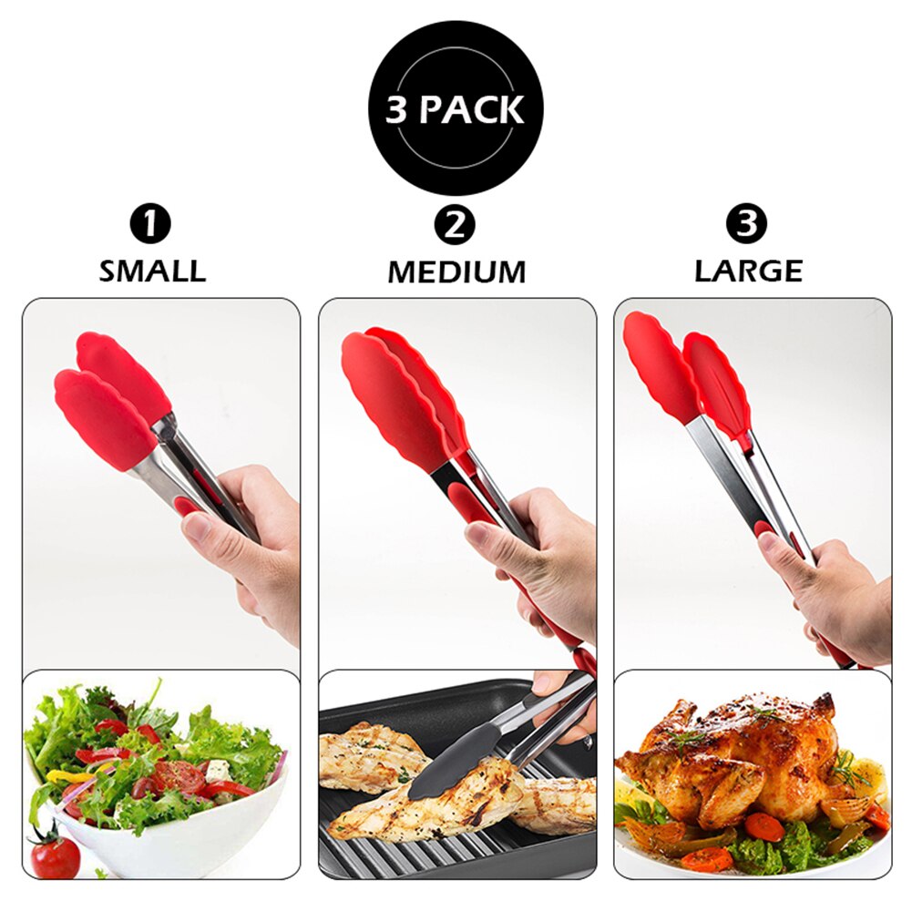Silicone BBQ Grilling Tong Barbecue Clip Salad Bread Serving Tong Non-Stick Barbecue Grilling Cooking Tong with Joint Lock Food