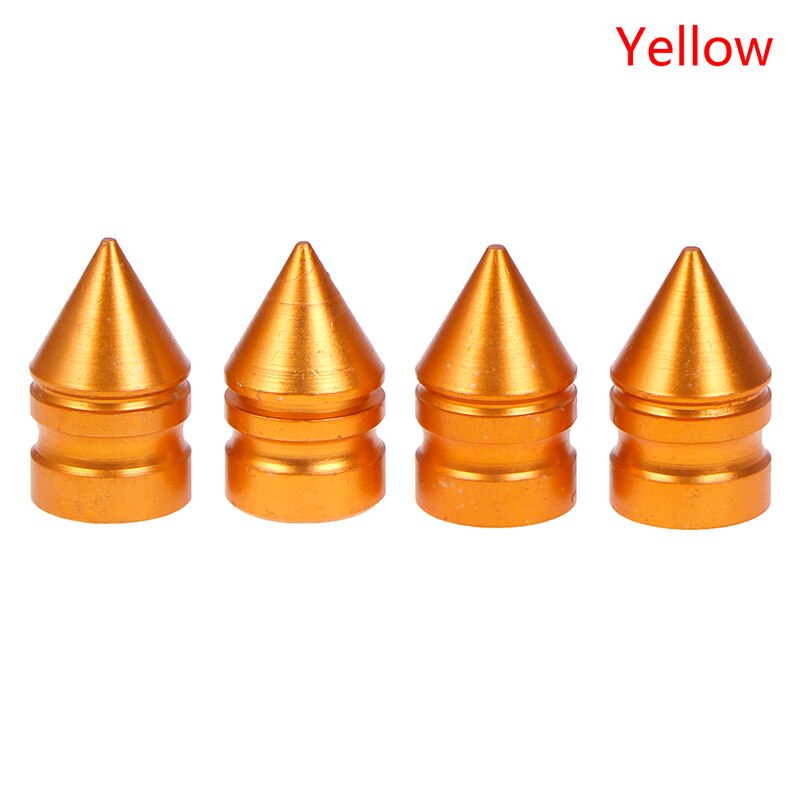 4 stuks aluminium banden, stuurpendoppen, spikes, wieldoppen, stofdichte aluminium ventieldop: Geel