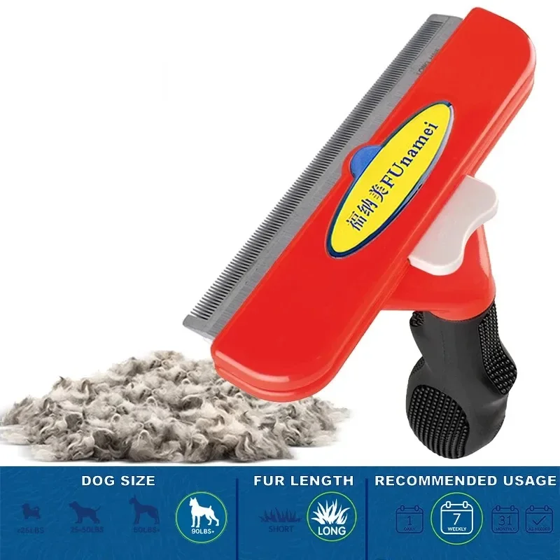 Ontharingskam voor grote honden Borstel voor grote honden Verzorgingsborstel voor huisdieren Kattenkam Haarmassagekam voor honden Kattenhaarverwijderaar Reiniging Verzorging: YELLOW