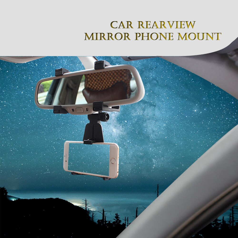 Cell Phone Car Mount Review Mirror Phone Holder Cradle Stand for GPS (Black): Default Title