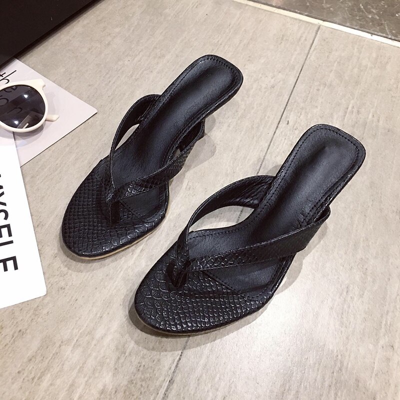 Kcenid sommar kvinnors tofflor utomhus slip on gul sandal flip flops tofflor dam tunna höga klackar slides dam skor