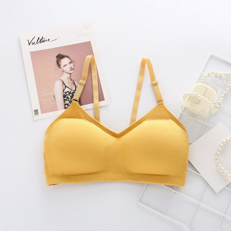 Cropped Top Sexy Intimates Solid Knitted Tube Top Ladies Strapless Wrap Chest Underwear: Yellow