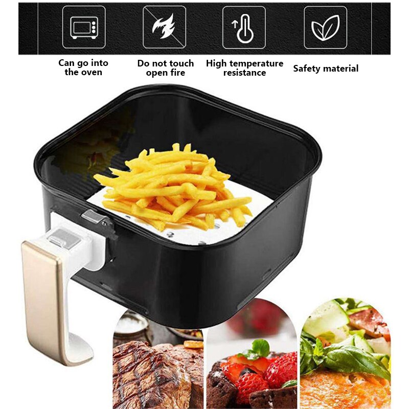 100Pc/Bag Air Fryer Steamer Liners Premium Perforated Wood Pulp Papers Non-Stick Steaming Basket Mat Baking Utensils For Kitchen