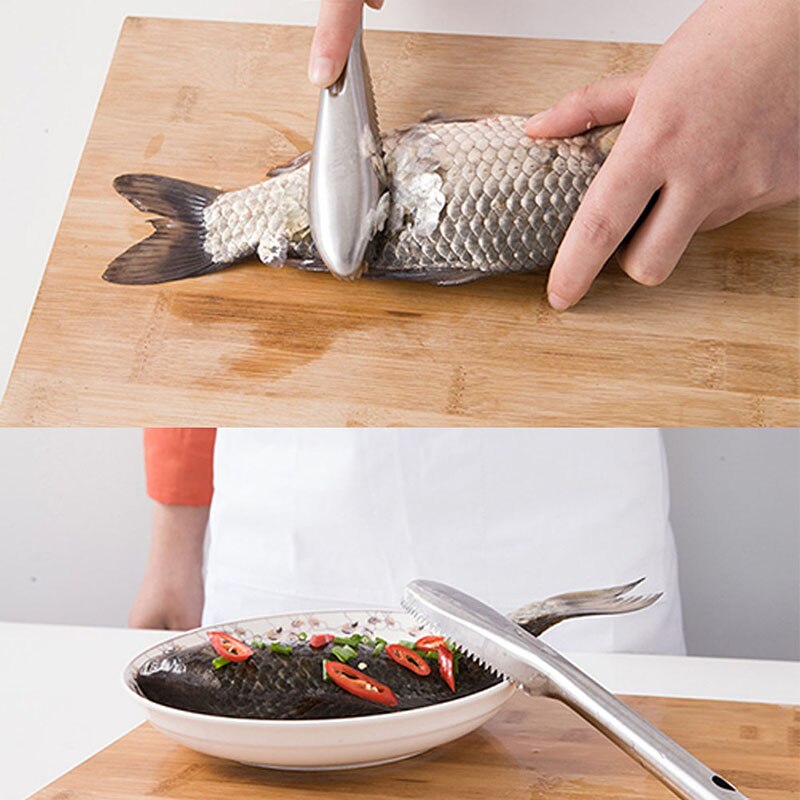 Household Stainless Steel Fish Scales Two Way Serrated Kitchen Gadgets Home House Kichen Fishing Supplies Stainless Steel Tools