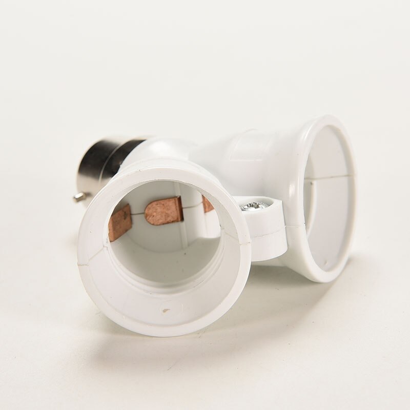 1Pcs B22 To 2x E27 White Bayonet Light Bulb Lamp Adapte Splitter Converter Screw Socket Practical