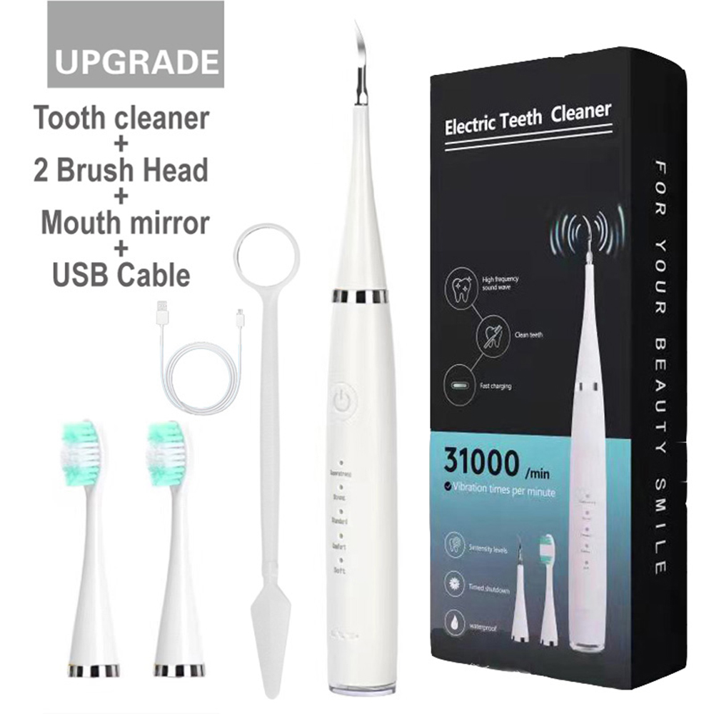 Electric Ultrasonic Teeth Cleaner Dental Tartar Remover Tooth Cleaning Whitening Scaler Dental Calculus Remover Oral Irrigators: Type1 white