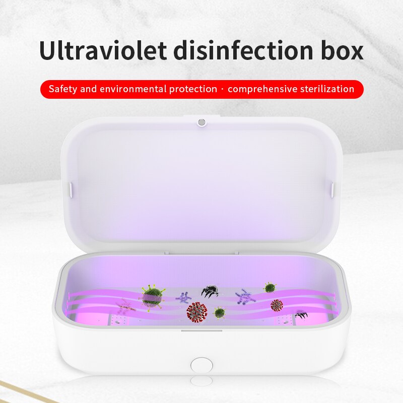 Phone Sterilizer UV Light Disinfection Box with Wireless Charge Anti Bacteria Ultraviolet Ray Disinfection Box for Phone Jewelry
