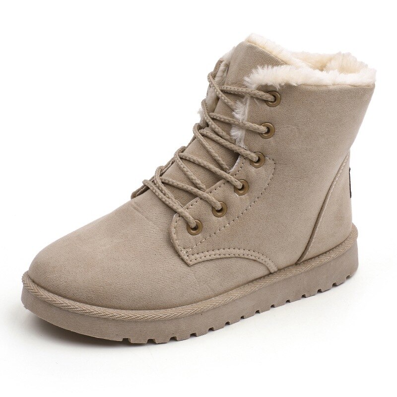 Dameslaarzen winter warme sneeuwlaarzen dames laarzen mujer veter enkellaarsjes met bont dames winter damesschoenen zwart  nm01: Beige / 39