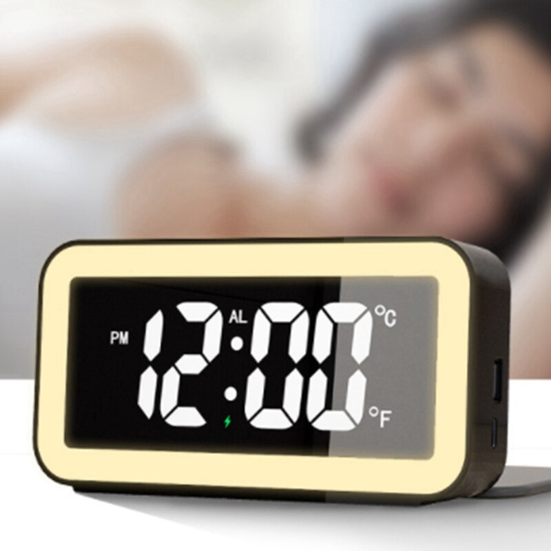Multifunctional Mirror Digital Clock LED Mirror Clock Makeup Mirror Alarm Clock Electronic Alarm Clock