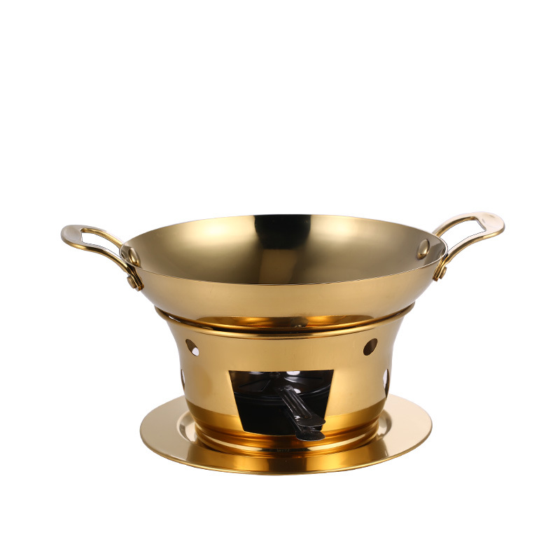 Thickened stainless steel pot alcohol pot solid alcohol heater: Yellow / 20cm