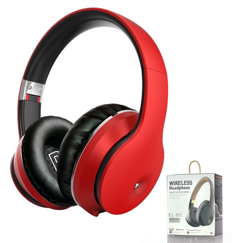 Wireless Bluetooth 5.0 Headphones Over Ear Headest Graffiti Foldable Headphone with Mic Hi-Fi Stereo For phone pc laptop: Red