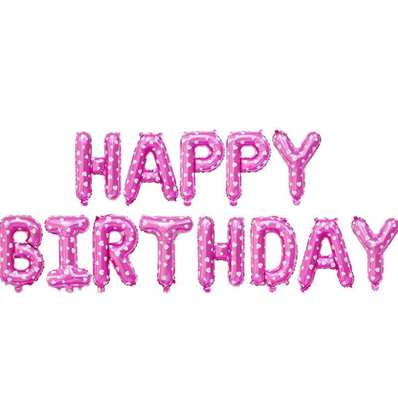 13Pcs/Set Happy Birthday Decoration Balloons Rose Gold Letter Foil Ballons Birthday Party Decorations Globos Balony Anniversaire: Printed Pink