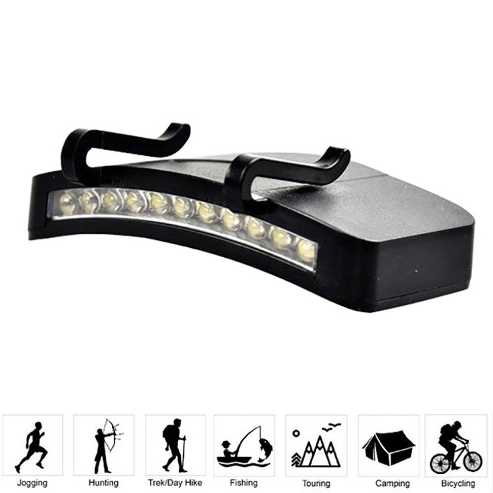 Casquette de pêche à 11 LED Super lumineuse, lampe frontale, lampe-torche, chapeau, Clip, lumière forte, nouveauté