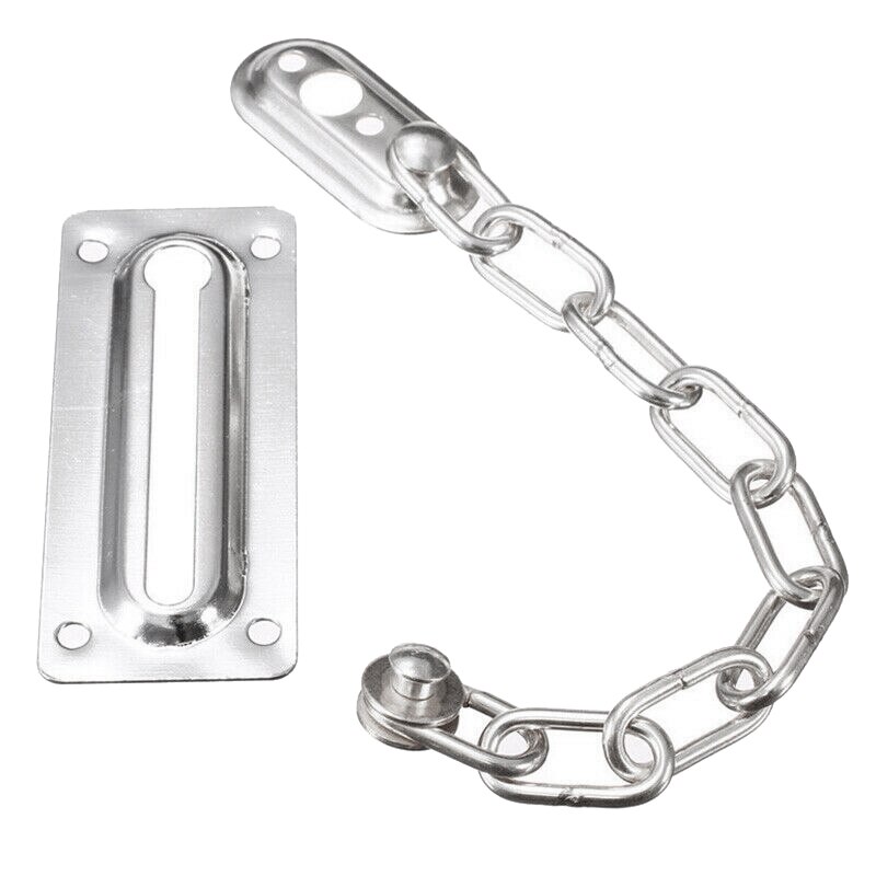 Stainless Steel Strong Security Door Chain+Screws Solid Safety Guard Lock Catch