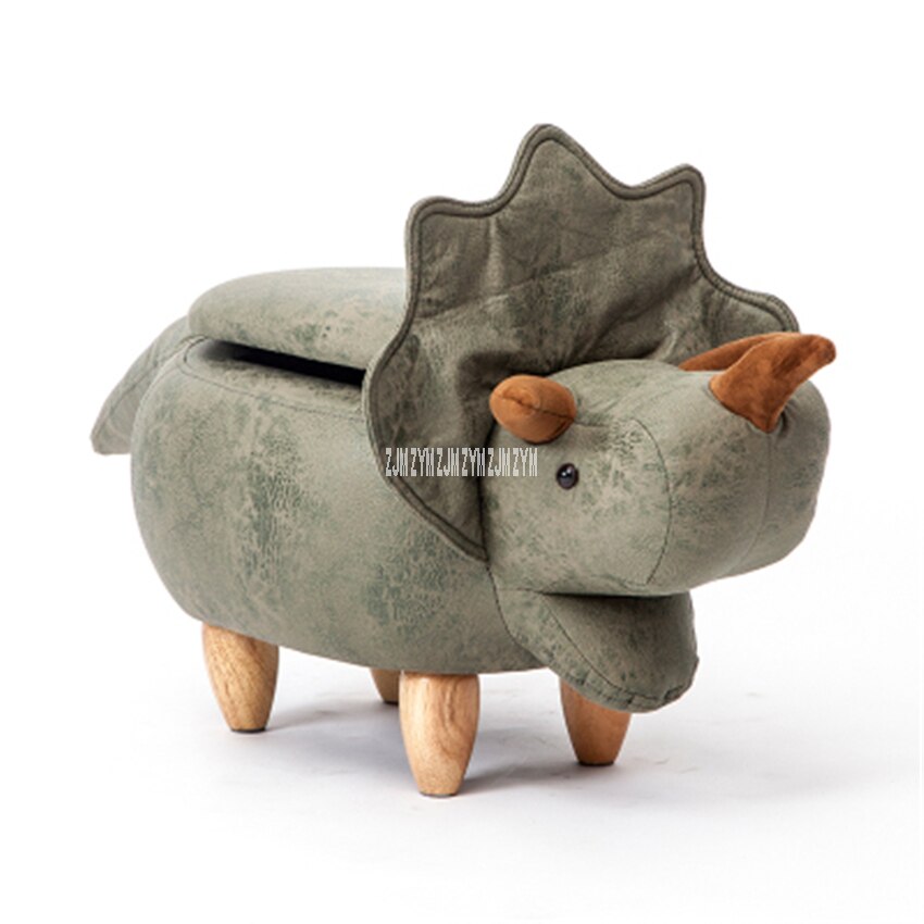 Modern High Density Resilient Sponge Animal Change Shoe Stool Solid Wood Children Shoes Storage Stool Living Room Sofa Footstool: with storage green