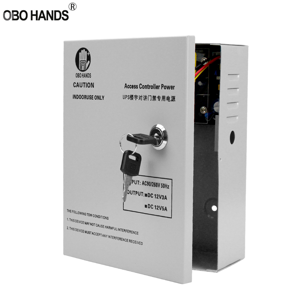 Metal  dc12v/5a adgangskontrol strømforsyning boks ups 90-260 vac input backup kilde/batteri boks til dør intercom byggesystem