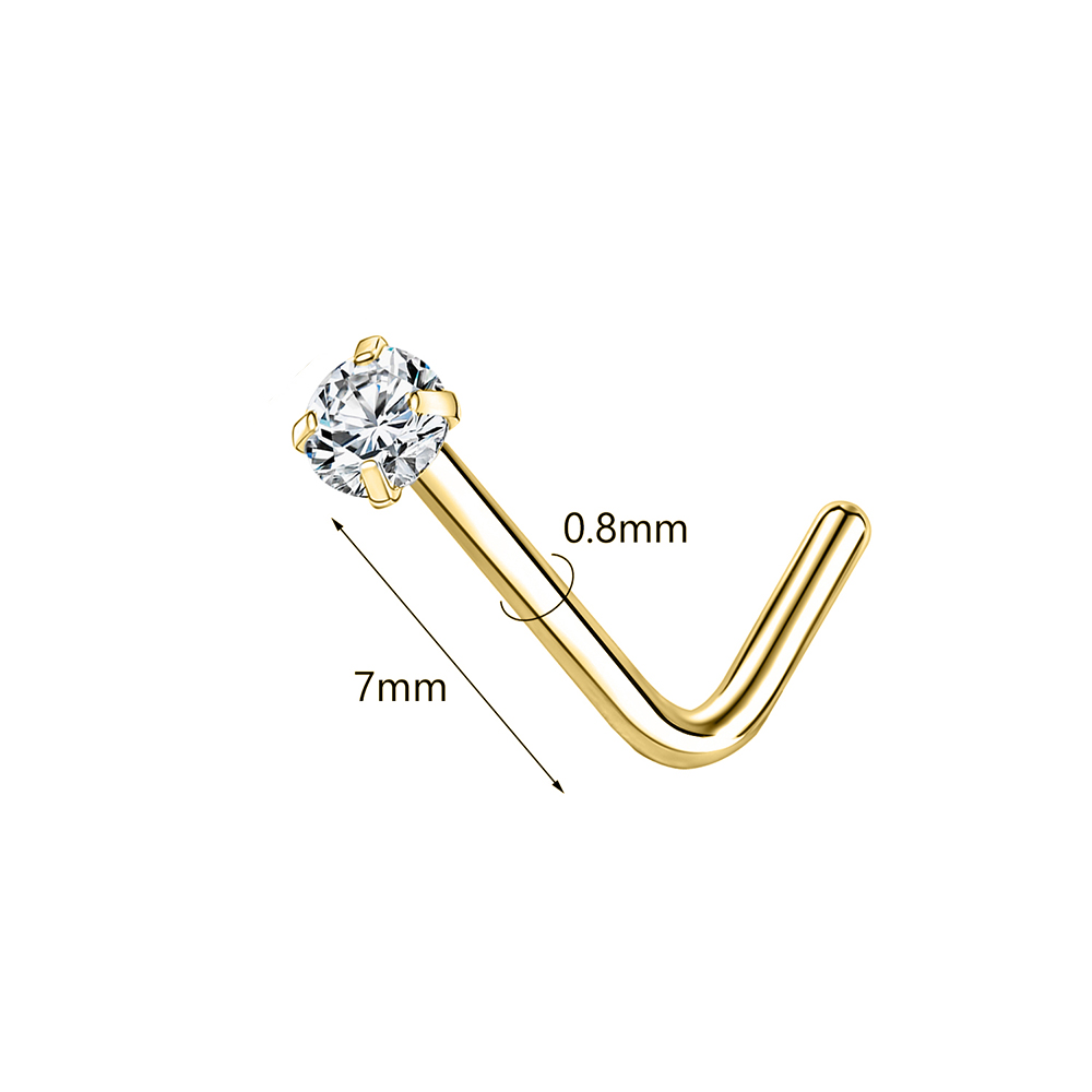 ZS 18/20G 925 scheggia narice piercing Placcato Oro Naso Borchie Zircone Lucido Setto Anelli Al Naso per Le Donne Reale sterlina Naso perno