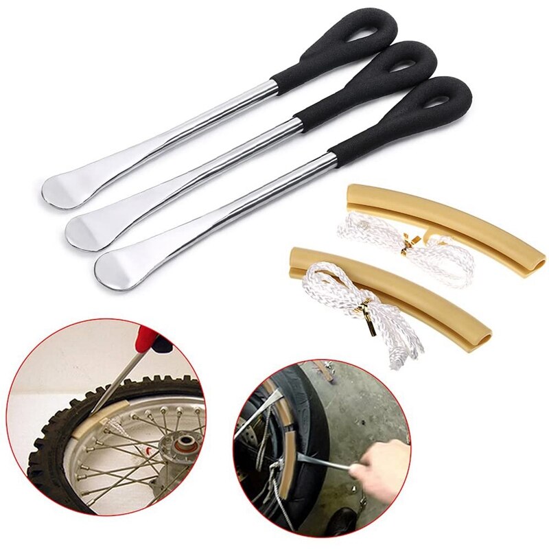 Tire Levers Spoon Set Heavy Duty Motorcycle Bike Car Tire Irons Tool Kit Hanging Hole Tire Changing Spoon Rim Protector