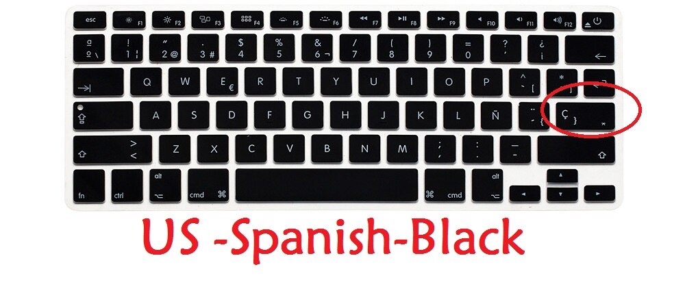 Eu Ons Spaanse Keyboard Voor Macbook Air Pro Retina 13 15 Spaans Toetsenbord Cover Silicium A1466 A1278 A1286 A1398 Toetsenbord huid: US Black