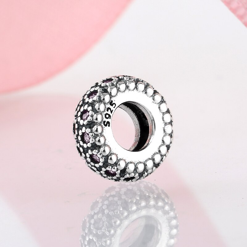 925 perles d'espacement en argent sterling avec zircone cubique rose tournesol, adaptées aux bracelets à breloques européens originaux, fabrication de bijoux