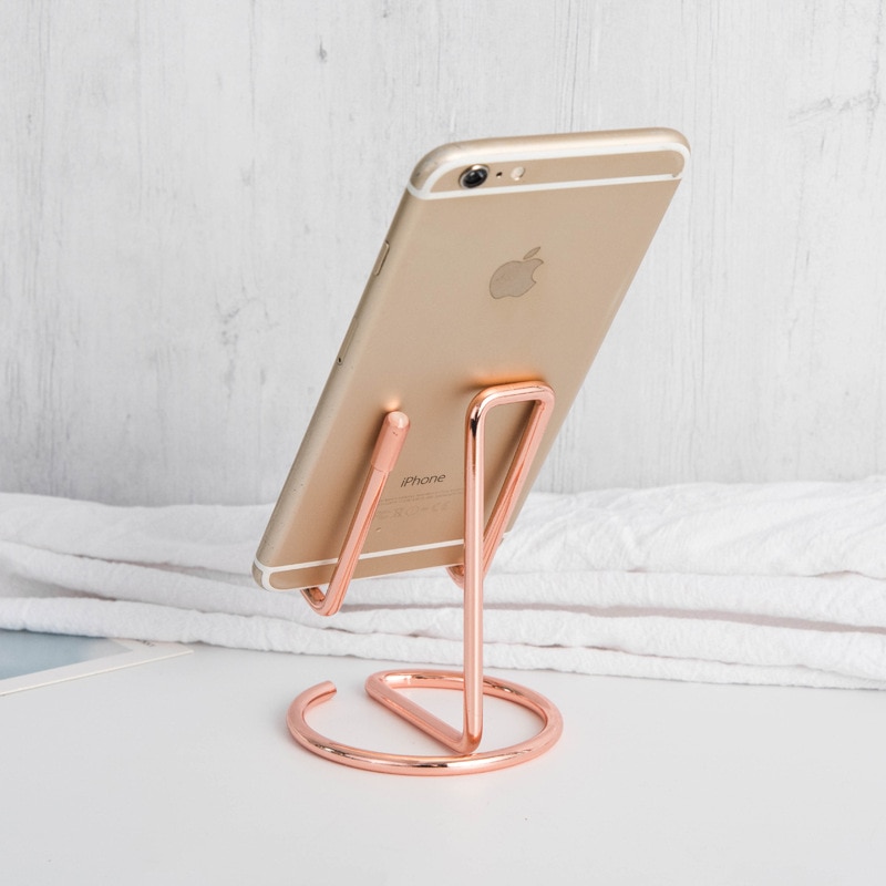 2pcs Mobile Phone Holder Stand Rose Gold Metal Tablet Desk Holders & Stands for iPhone X/8/7/6 Plus Samsung Phone/ipad