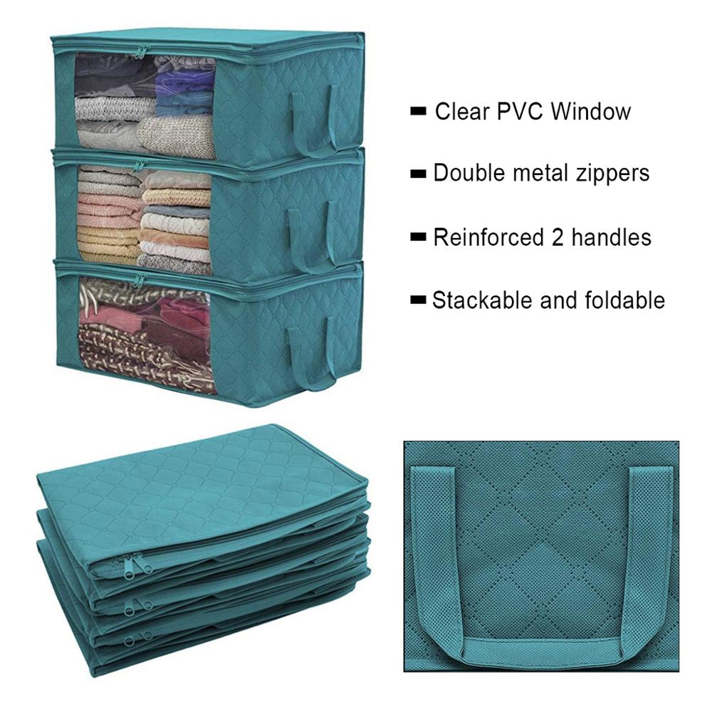 3 stk tæppe opbevaringspose arrangør dyne tøj opbevaringsbeholdere foldbare opbevaringsposer skab til taske tøjkasse