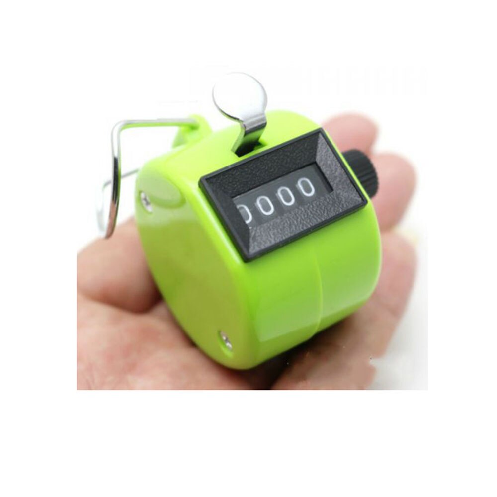 4 Digit Counters Hand Finger Display Manual Counting Tally Clicker Timer Soccer Golf Counter Plastic Shell: green