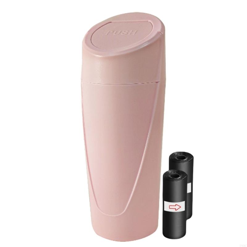 Contenedor basura para vehículos P88C con tapa a presión, bote capacidad media, bote basura para automóvil,: Rosa