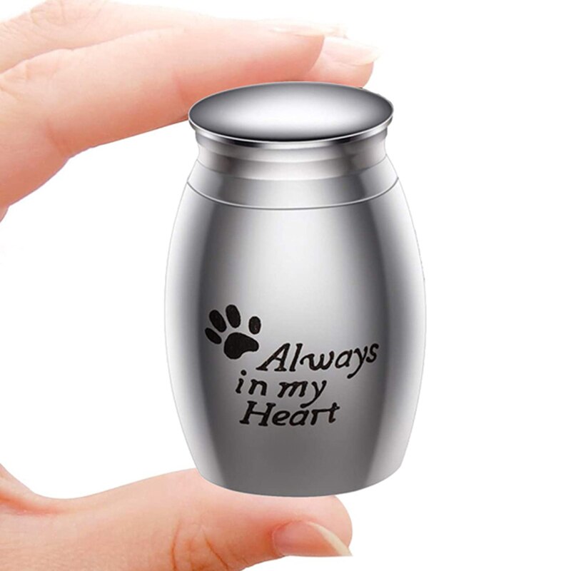 Alta personalizada de dropshipping 25mm/40mm lembrança decorativa do memorial urnas de cremação de aço inoxidável para cinzas do animal de estimação humano