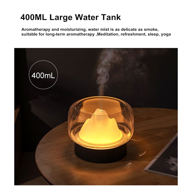 Aroma Diffuser 400ML Mountain View Essential Oil Aromatherapy Difusor with Warm and Color LED Lamp Humidificador