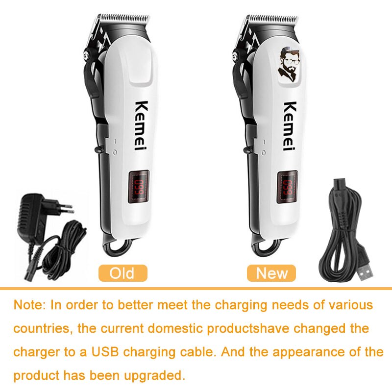 Kemei Hair Clipper for men Electric Hair Trimmer Cordless Hair Cutter Machine LCD Display Rechargeable haircut