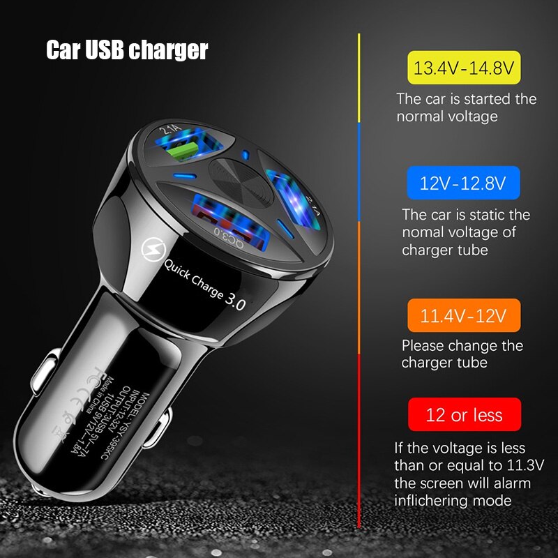 Allume-cigare de voiture USB 12V-24V, Auto QC 3.0, Charge rapide, adaptateur séparateur 3 USB pour téléphone portable, chargement MP3 GPS DVR