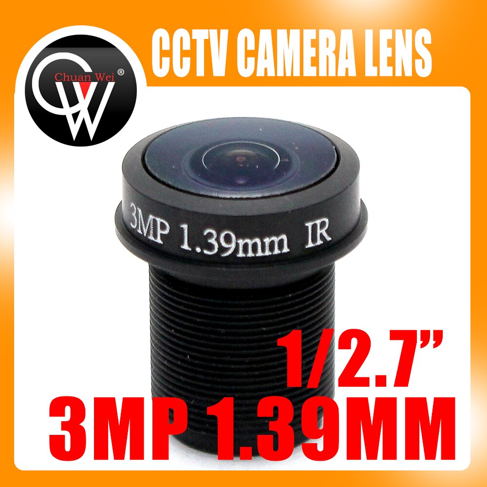 3.0 MegaPixel 1/2.7" 1.39mm Lens Wide-angle 180 Degree MTV M12 Mount Infrared Night Vision Lens For CCTV Security Camera