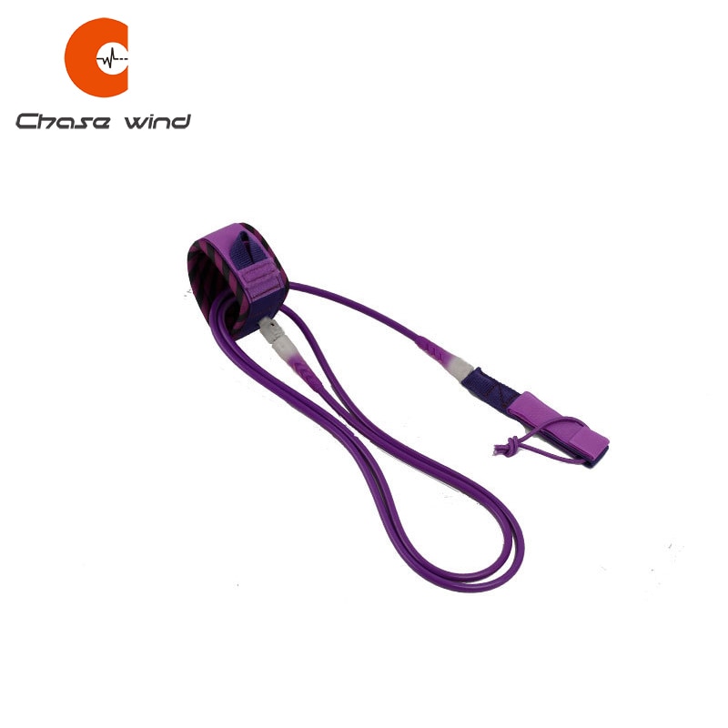 6ft/8ft/10ft/12ft Straight Cord Surf Leash Purple Surf Leash Surf Ankle Calf Leash Steel Swivel Surfing Leg Rope Surfer