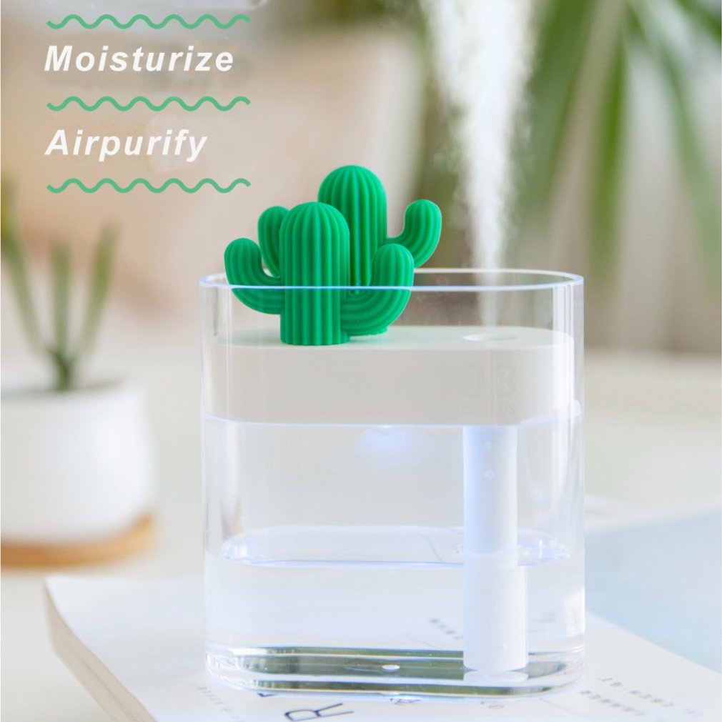 Cactus Usb Humidifier Mini Air Humidifier With Colorful Led Light Essential Oil Diffuser Home Office
