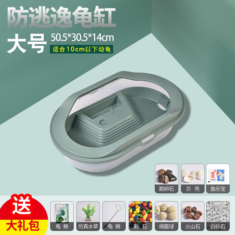Cylindre d&#39;alimentation pour tortue, Pot domestique, petit et grand réservoir de poisson, boîte d&#39;alimentation pour tortue: Green-large