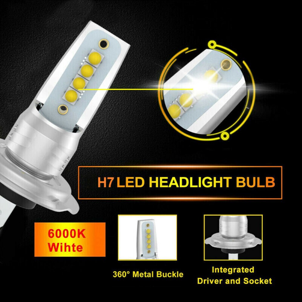 2Pcs/set Universal H7 LED Headlight Conversion Kit Bulb White Low Beam Car LED Light Bulbs