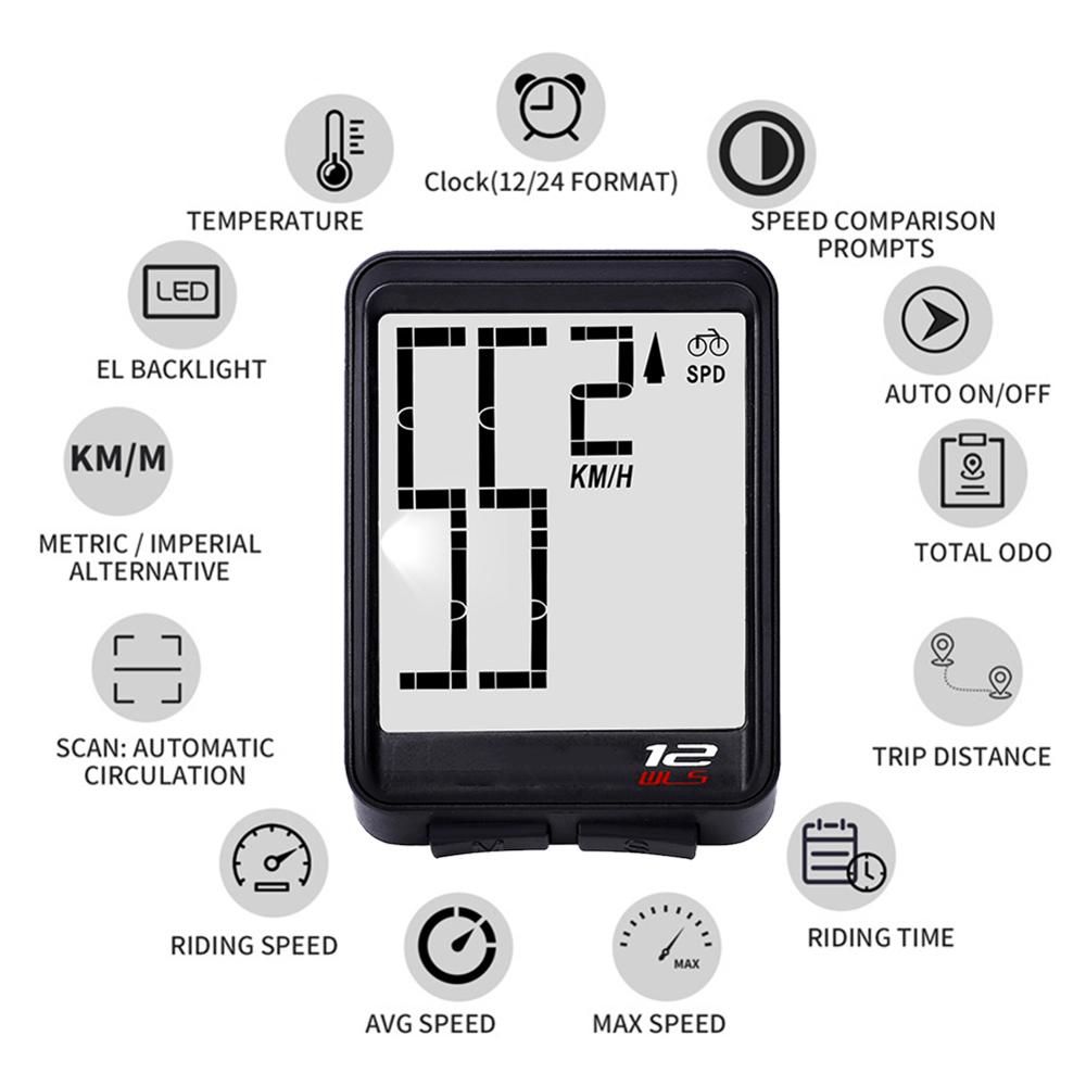 Mountain Bike Wireless Large Character Code Table MTB Waterproof Luminous Speedometer calorie counter Bicycle Accessories