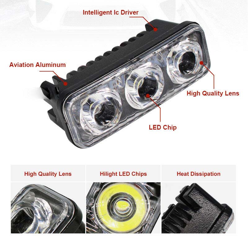 2 st 3 led supervit hög effekt bil drl varselljus dimljus universal