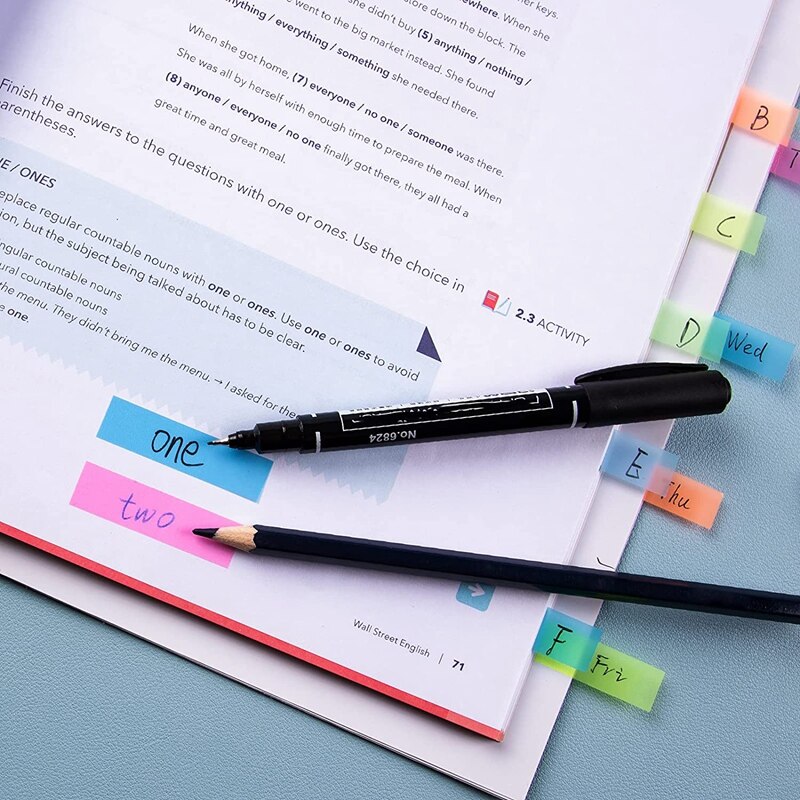 Fluorescent Translucent Sticky Note Flags, Index Tabs, Page Flag Markers