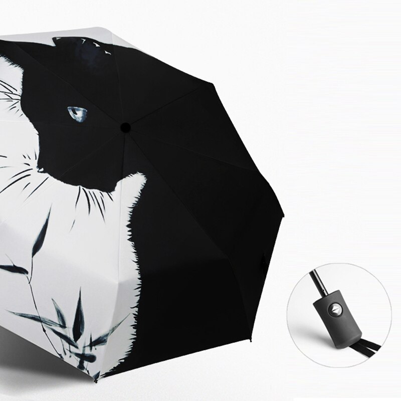 Automatic Umbrella Rain Women&#39;s Folding Umbrellas Cartoon Men Black Cat Sun Umbrella Kids for Child Windproof Anti-UV Parapluie: outside printing