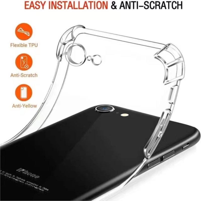 Valbescherming Airbag Soft Case voor Iphone 7 8 Plus X XR XS MAX 11 12 13 14 15 Pro Max SE Fundas Schokbestendig Clear Cover