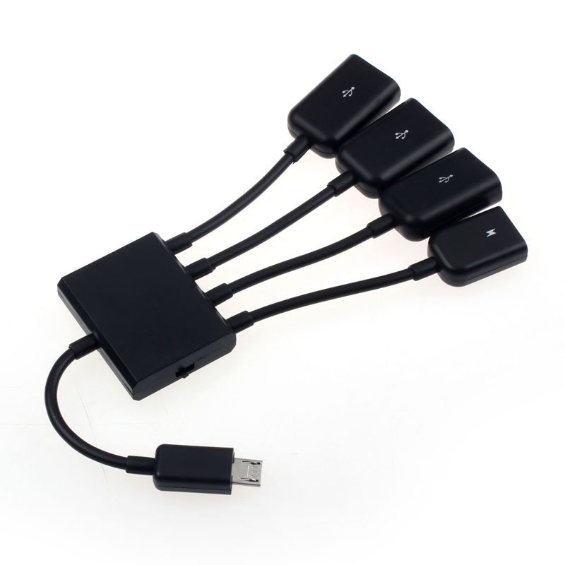 Carprie Zwart 4 Port Micro Usb Power Opladen Otg Hub Kabel Voor Smartphone Tafel 6J13
