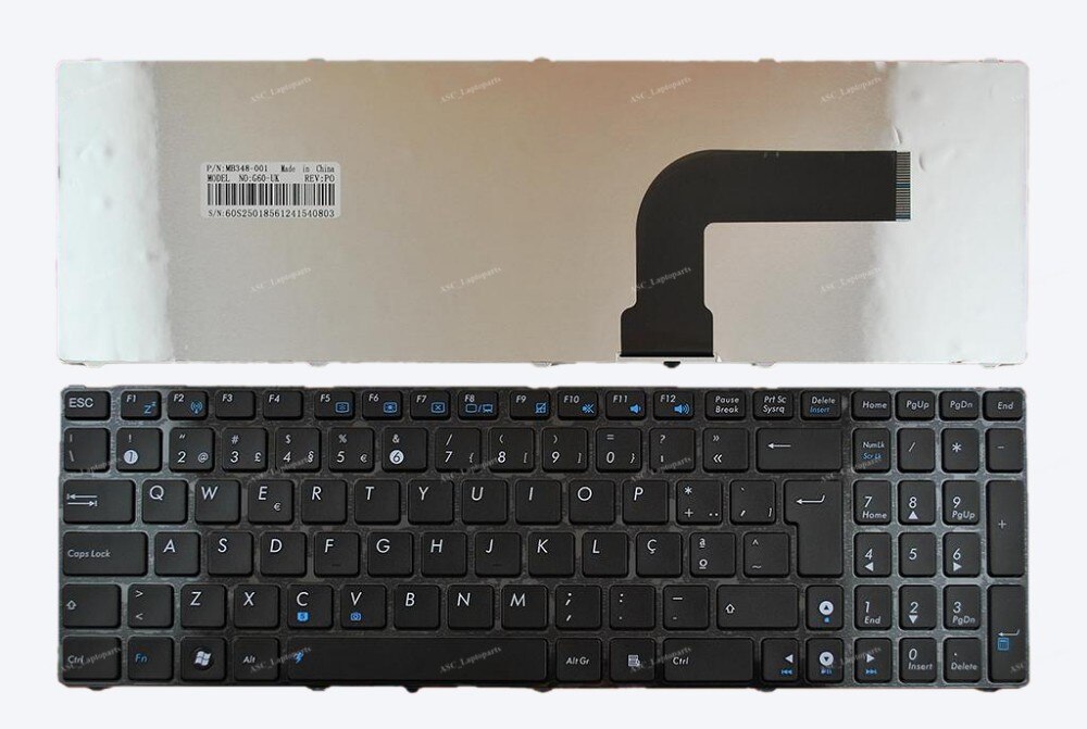 PO Portuguese Teclado Keyboard For ASUS N53 N53J N53SM N53SN N53DA Laptop Glossy Frame Black