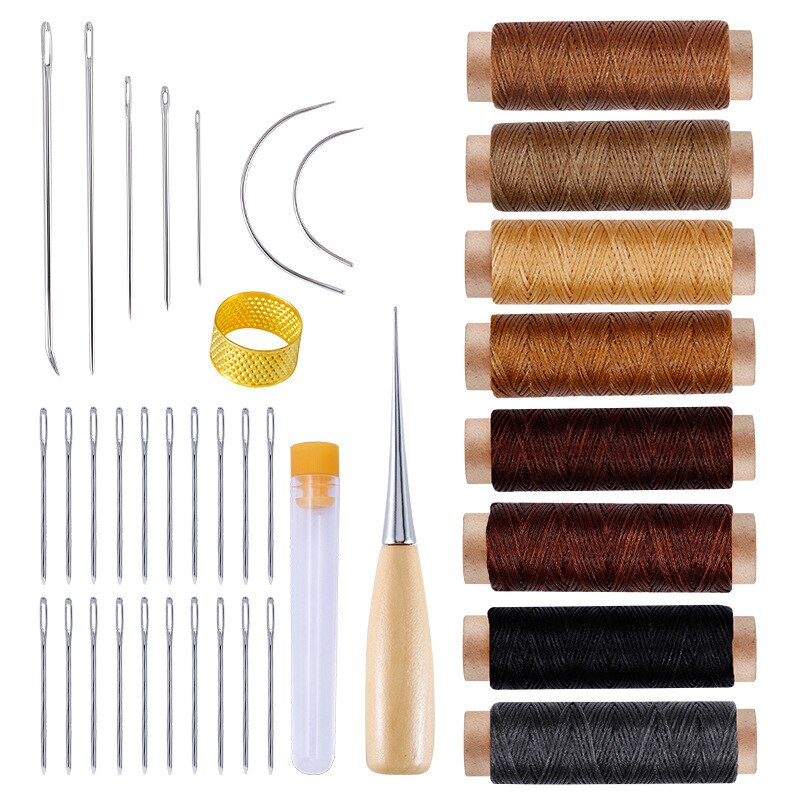 Miusie Lederen Naaien Gereedschap Diy Leather Craft Gereedschap Hand Naaien Tool Set Zadel Groover Met Priem Gewaxt Draad Vingerhoed Kit: Type3