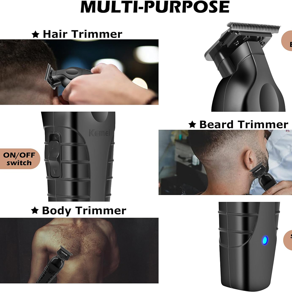 Kemei 2299 tondeuse à cheveux sans fil pour coiffeur Machine professionnelle pour couper les cheveux avec finition électrique 0mm
